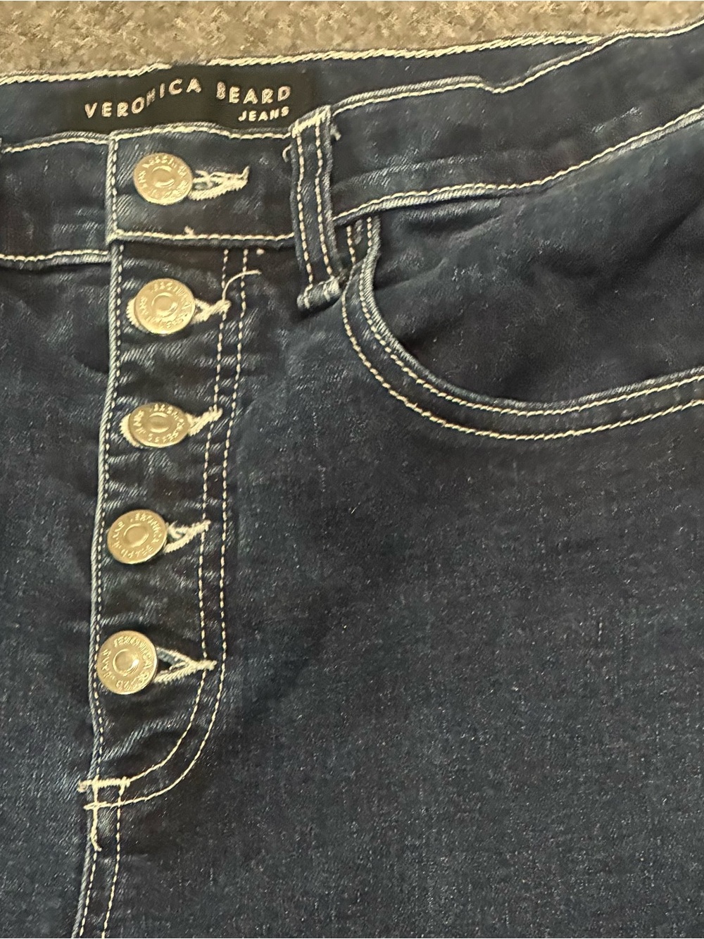 Veronica Beard Women’s Navy Slim Button-Fly Jeans